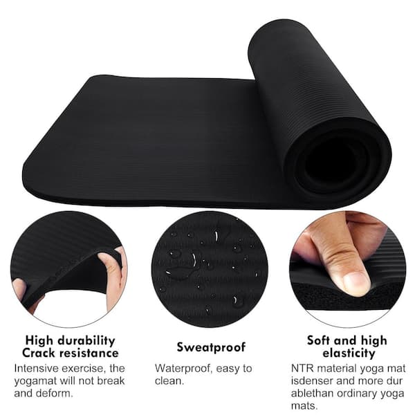 Pro Space Black High Density Yoga Mat 72 in. L x 31.5 in. W x 0.6 in. T  Pilates Gym Flooring Mat Non Slip (15.75 sq. ft.) NYM7231506B - The Home  Depot