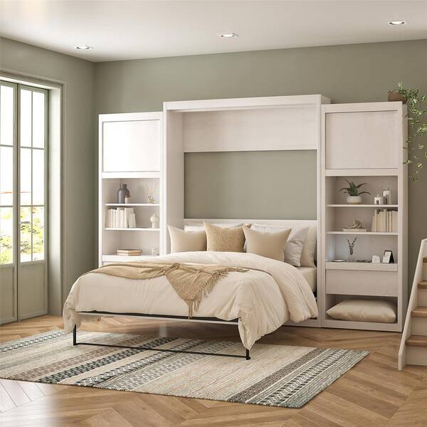 Signature Sleep Paramount Single Side Cabinet for Wall Beds with Pullout Nightstand and Storage Ivory Oak 8169341COM The Home Depot