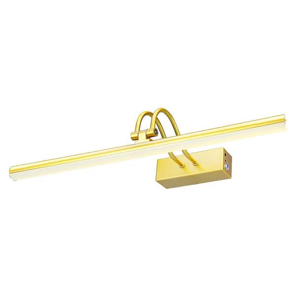 Minimalist Rechargeable 20 in. Wall Mounted Gold LED Picture Light with Remote Control