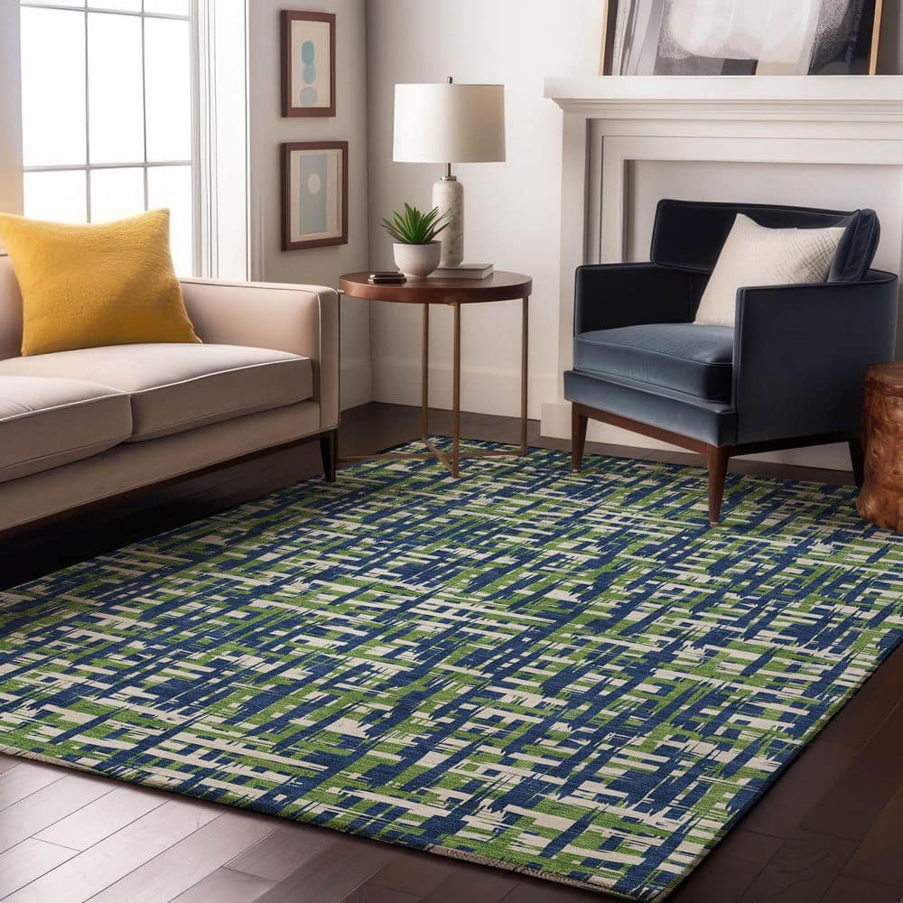 Mayfield Premium Machine Washable Abstract AMF1060 Navy 10 ft. x 14 ft. Area Rug price history on PriceWatchPro