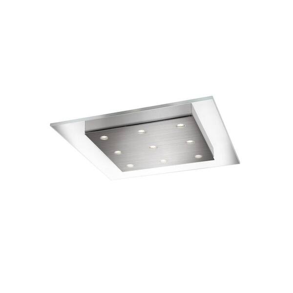 Philips Matrix 9-Light Brushed Nickel LED Ceiling Fixture with Integrated Flush Clear Glass Shade