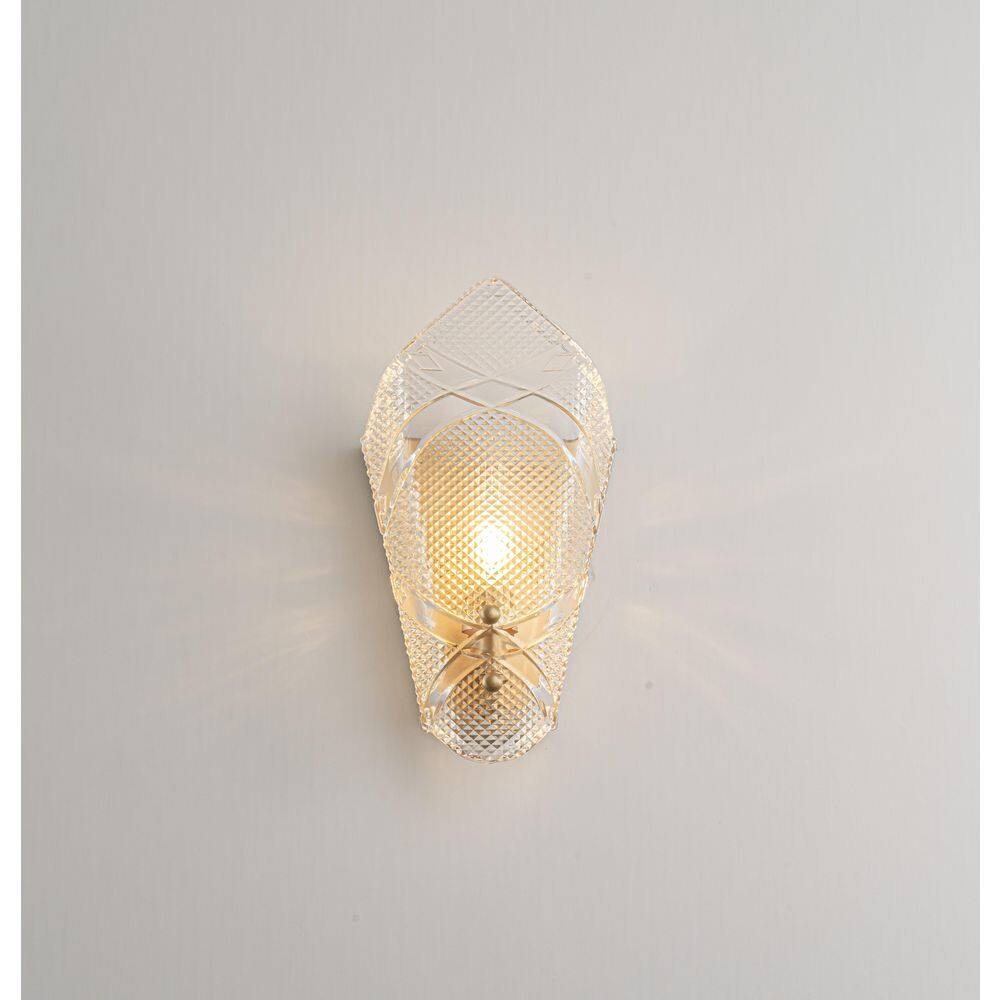 10 in. 1-Light Modern Gold Wall Sconce with Clear Glass Shade for Bathroom Vanity, Living Room, Bedroom price history on PriceWatchPro