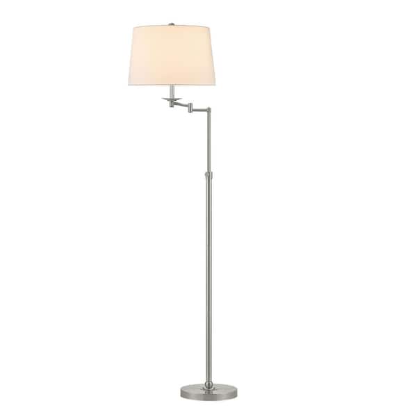 64.5 in. Brushed Nickel Swing Arm 1 Light Standing Floor Lamp
