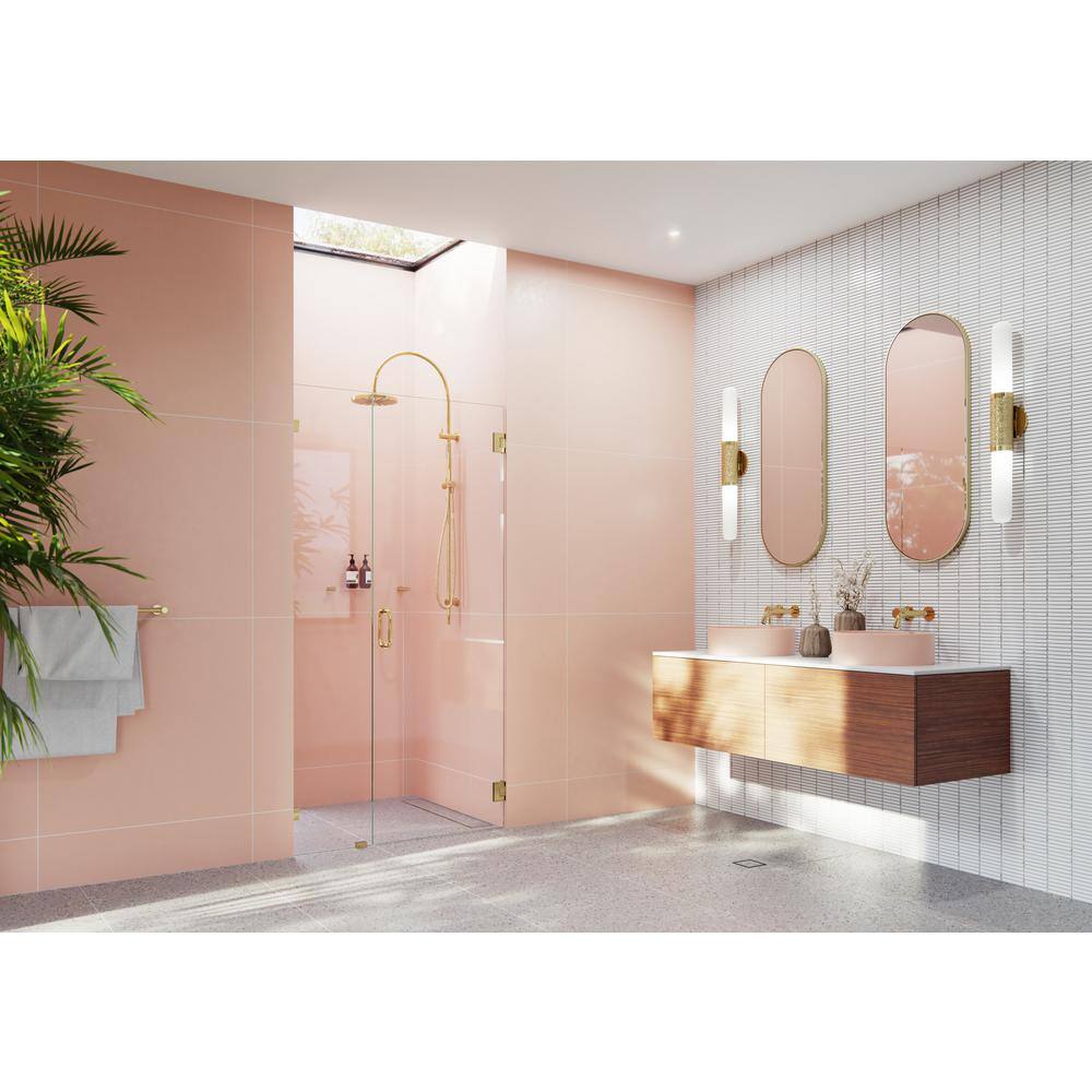 Polished Brass Frameless Glass Shower Door, 36.5" x 78"