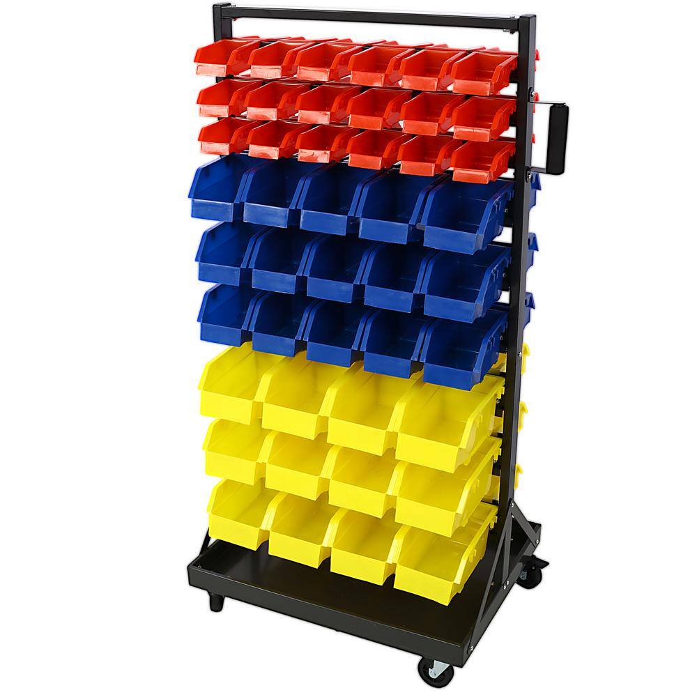 28.5 in. W x 53 in. H x 20.5 in. D Black Heavy Duty Metal Overhead Garage Storage with 90 Bins, Tray and Casters price history on PriceWatchPro