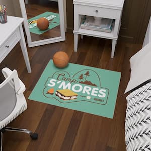 Green 2 ft. 3 in. x 3 ft. Hershey Smores Logo Washable Non-Slip Entryway Mat for Bathroom Bedroom Man Cave Area Rug