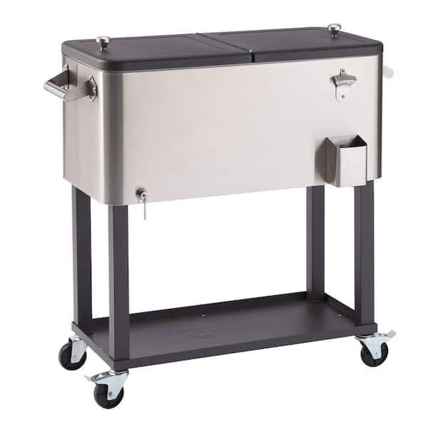 TRINITY 100 Qt./25 Gal. Stainless Steel Wheeled Cooler with Shelf TXK-0804  - The Home Depot