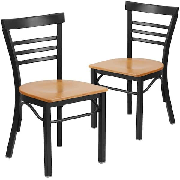 Black metal chair with best sale wood seat