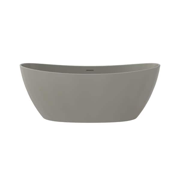 65 in. x 33 in. Stone Resin Freestanding Soaking Bathtub in Mocha