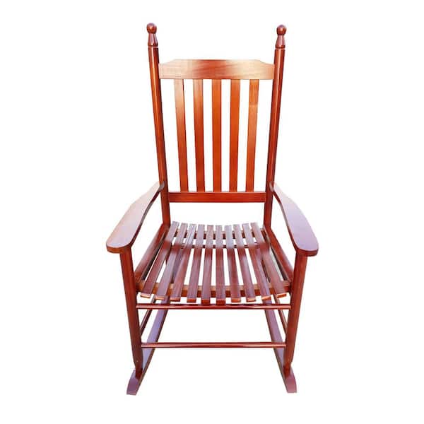 TIRAMISUBEST Brown Wood Porch Indoor and Outdoor Rocking Chair