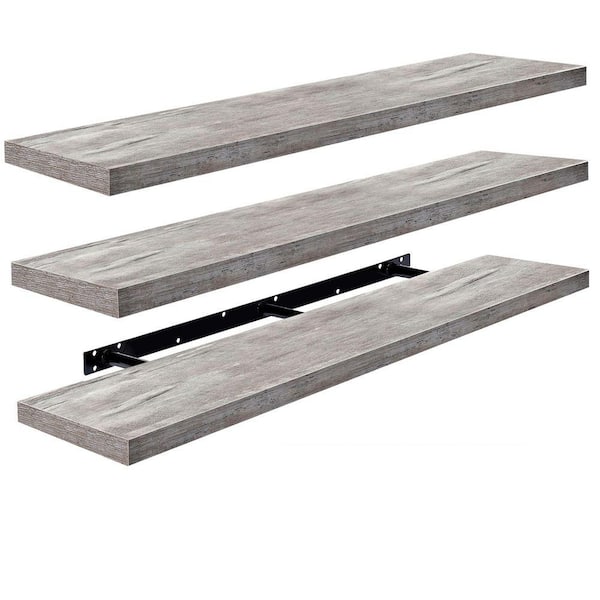 Floating Shelves for Wall - Extra-Long Shelves (3-Pack), 55 in. W x 9.25 in. D Gray Composite Decorative Wall Shelf