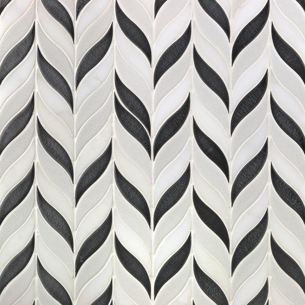 Gunmetal and White Ceramic Fish Scale Mosaic Wall Tile