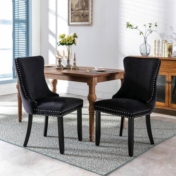 black nailhead dining chairs