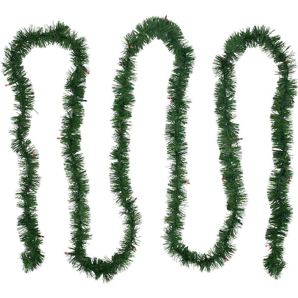 18 ft. x 3 in. Pre-Lit Pine 2-tone Artificial Christmas Garland Multicolor Lights