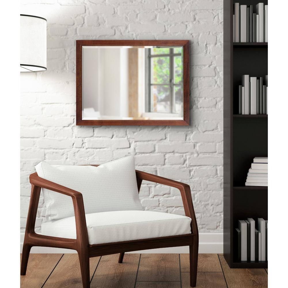 Hogan 18" x 24" Rectangular Walnut Brown Solid Wood Bathroom Vanity Mirror