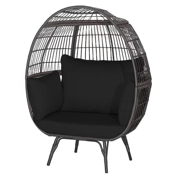 Costway Patio Oversized Rattan Wicker Egg Chair Outdoor Lounge Chair ...