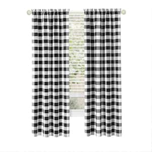 Hunter 42 in. W x 84 in. L Polyester Light Filtering Curtain Panel in Black