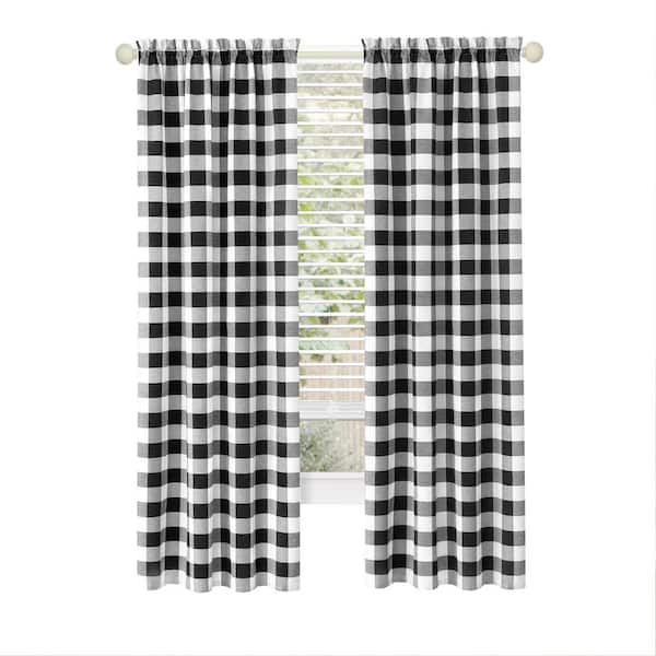ACHIM Hunter 42 in. W x 84 in. L Polyester Light Filtering Curtain Panel in Black