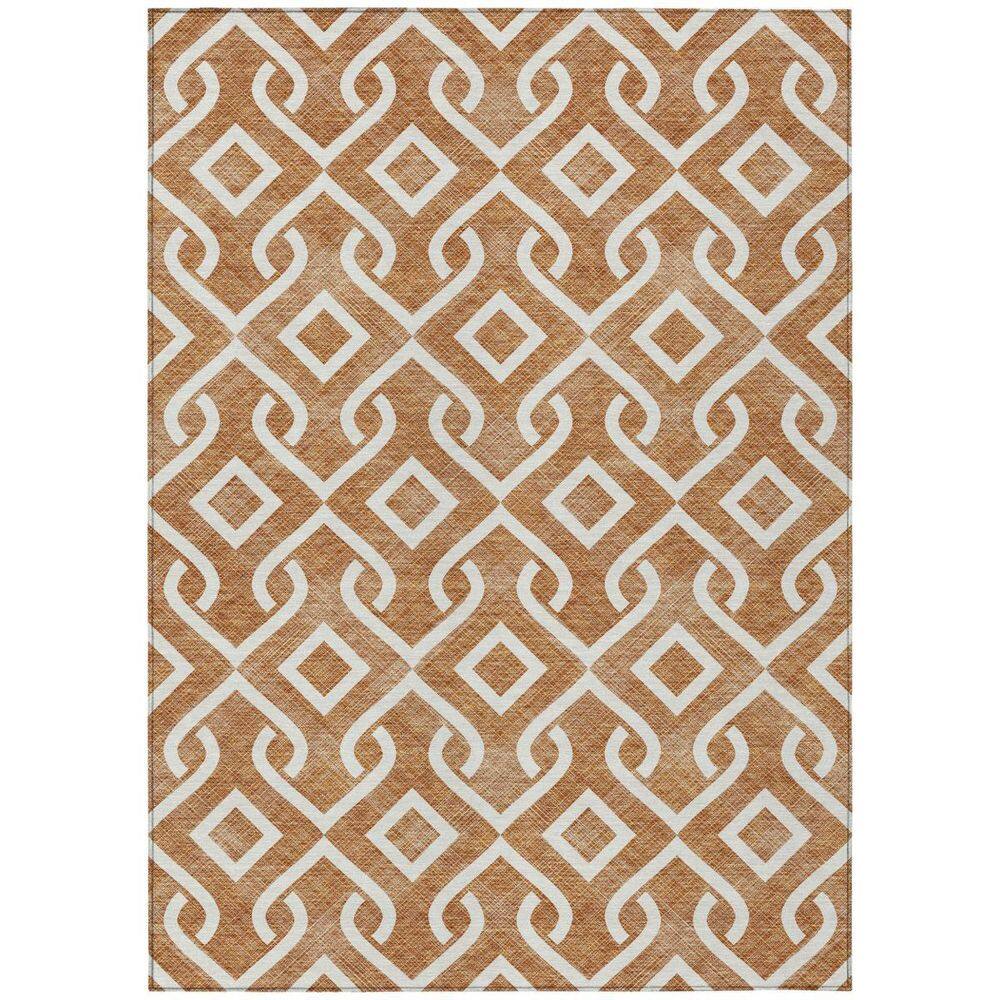 Orange, Ivory 5 ft. x 8 ft. Woven Geometric Polyester Rectangle Indoor/Outdoor Area Rug price history on PriceWatchPro