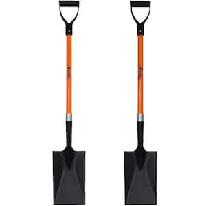 41 in. Durable Handle Length, Fiberglass Rubber Grip D-Handle with Heavy-Duty Metal Blade Spade Shovel (2-Pack)