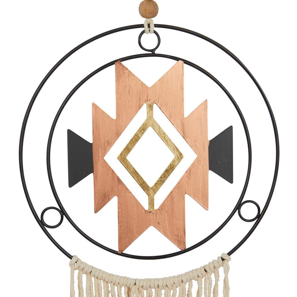 Multi-Colored Metal and Linen Macrame Wall Hanging Set
