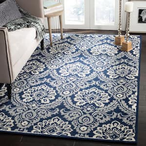 Blossom Navy/Ivory 6 ft. x 6 ft. Square Floral Area Rug