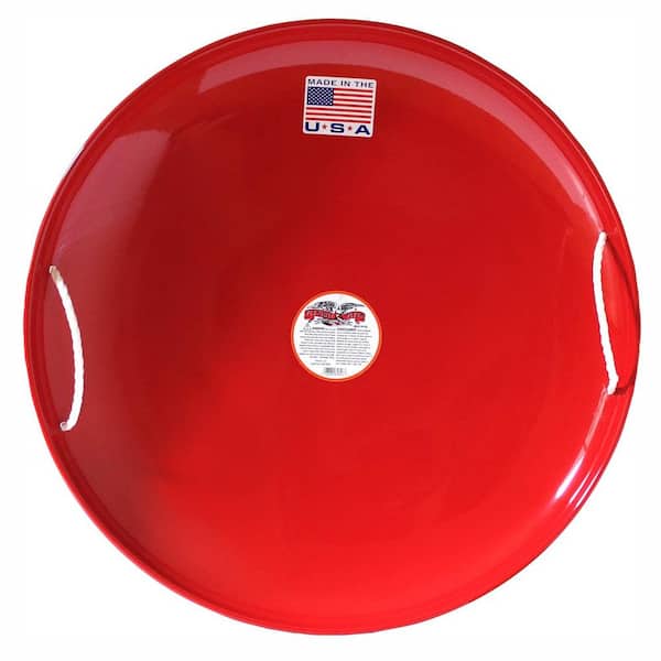 Flexible Flyer Steel Saucer 26 in. Metal Winter Snow Sled for Kids and Adults, Red