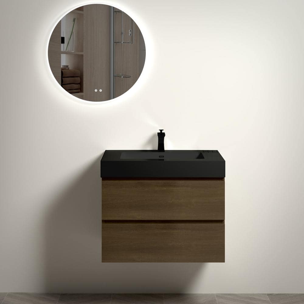 FUNKOL 30 in. W Modern Wall Mounted Floating Bathroom Vanity with 2 ...