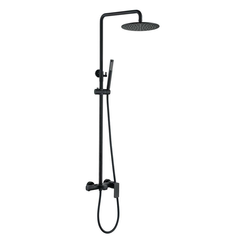 Single Handle 1-Spray Exposed Pipe Tub and Shower Faucet Wall Mount Shower System 1.8 GPM in. Matte Black Valve Included price history on PriceWatchPro