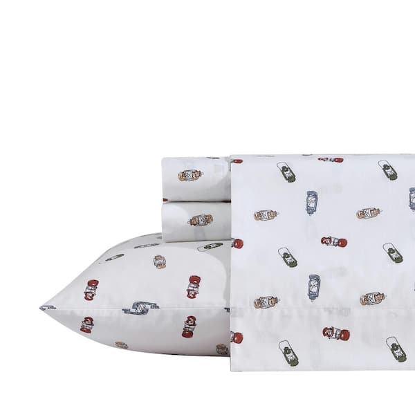 Explore Lantern 3-Piece White Cotton Twin Sheet Set