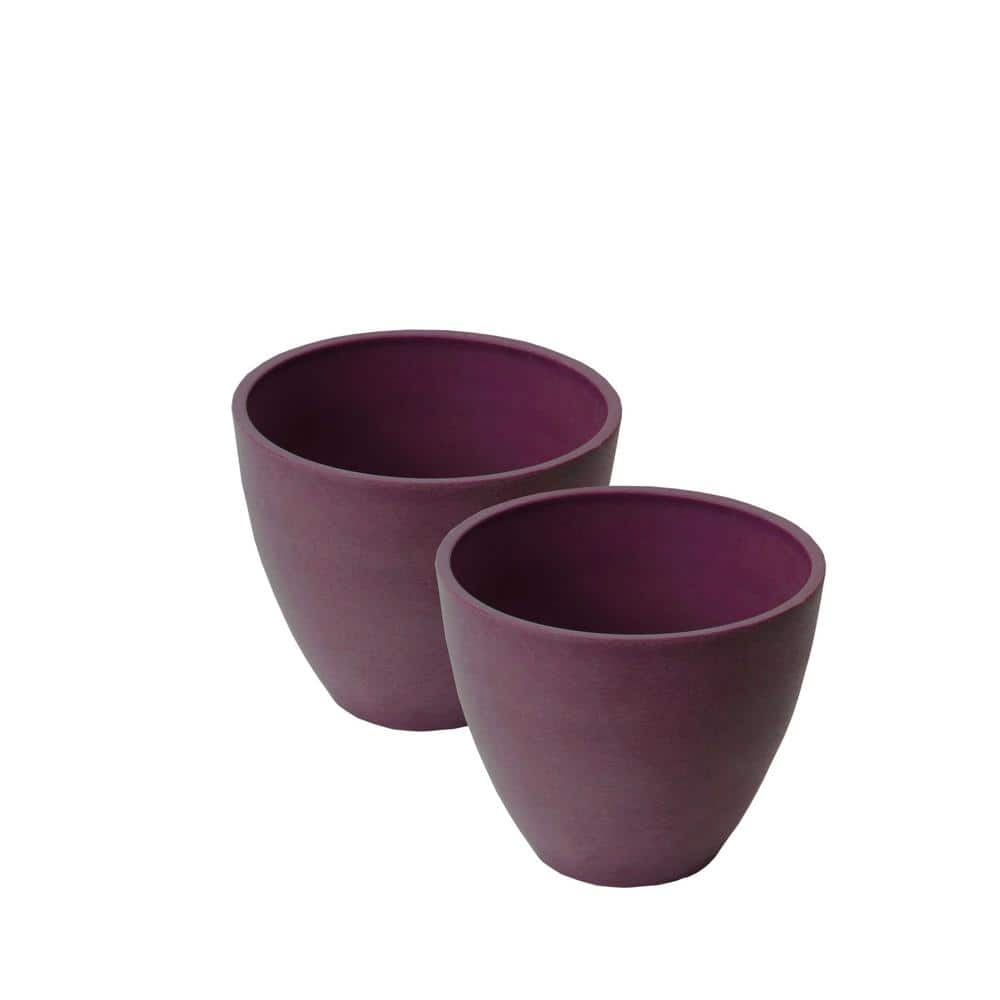 Valencia 10 in. Dia x 8.3 in. H Spun Purple Plastic Round Taper Curve Plant
