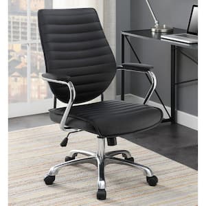 Chase Faux Leather High Back Office Chair in Black and Chrome with Arms