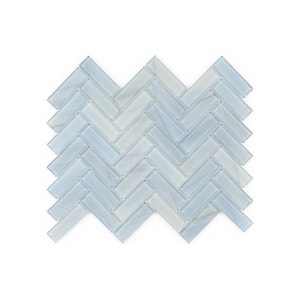 Orbit Herringbone Blue 9.625 in. x 12.125 in. Herringbone Gloss Glass Mosaic Wall Tile (16.20 sq. ft./Case)