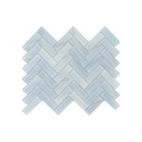 Jeffrey Court Orbit Herringbone Blue 9.625 in. x 12.125 in. Herringbone Gloss Glass Mosaic Wall Tile (16.20 sq. ft./Case)
