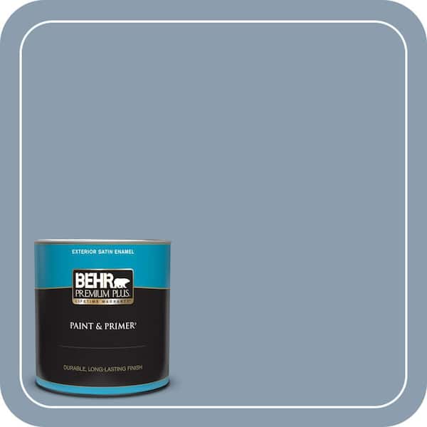 BEHR PREMIUM PLUS 1 qt. #BNC-08 Sonata Blue Satin Enamel Exterior Paint & Primer