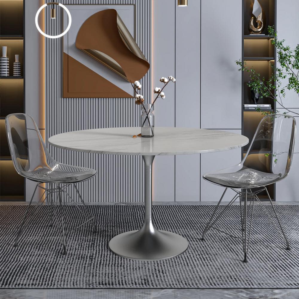 Leisuremod Verve Modern 48 Round Dining Table with Sintered Stone