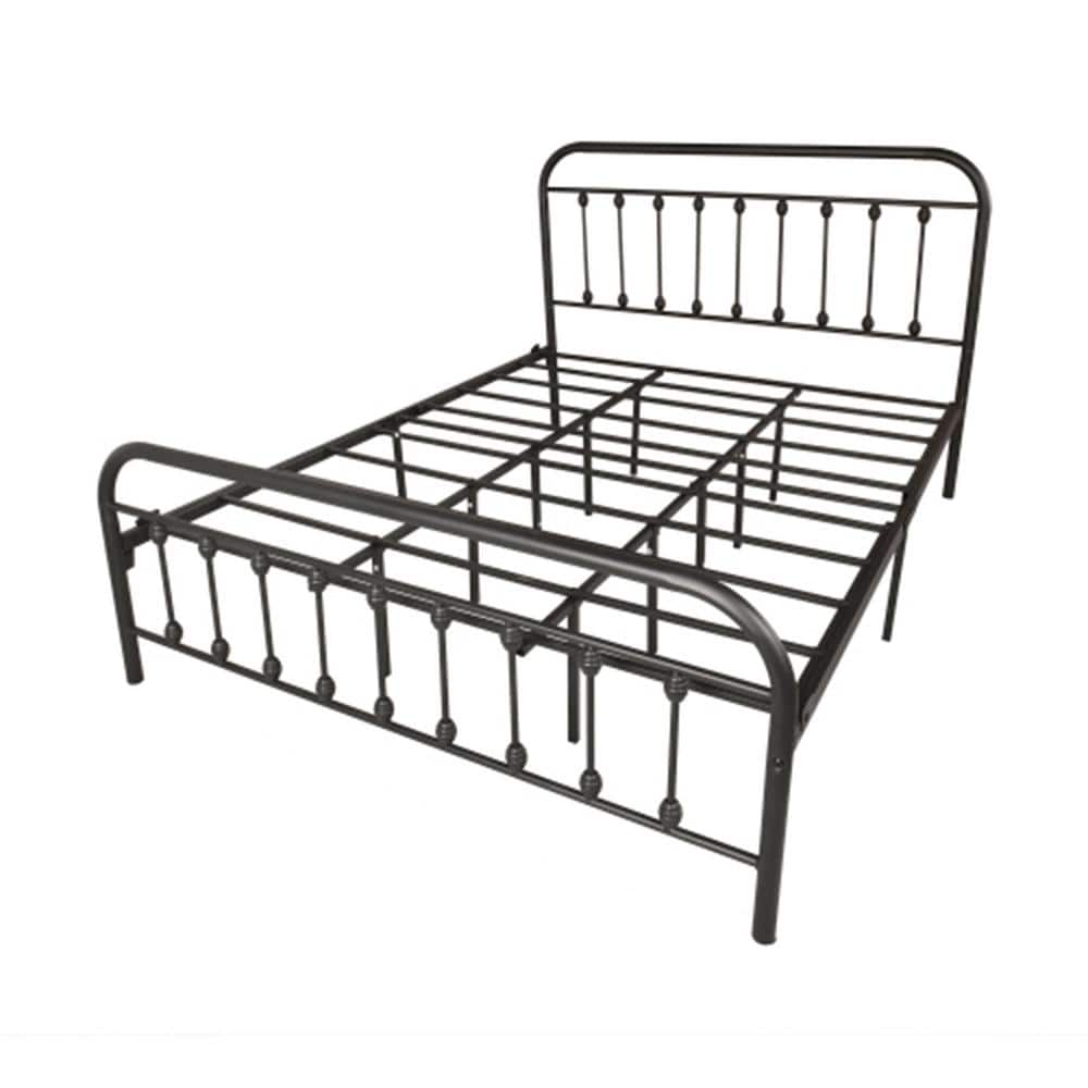 Black Queen Size Simple Metal Bed Frame with Storage Space at the Bottom of