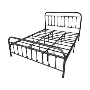 Black Queen Size Simple Metal Bed Frame with Storage Space at the Bottom of the Bed