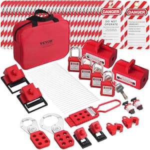 Lockout Tagout Station Kit, 47-Pieces Safety Lock Set Includes Padlocks, Hasps, Tags, Nylon Ties, Plug Lockouts
