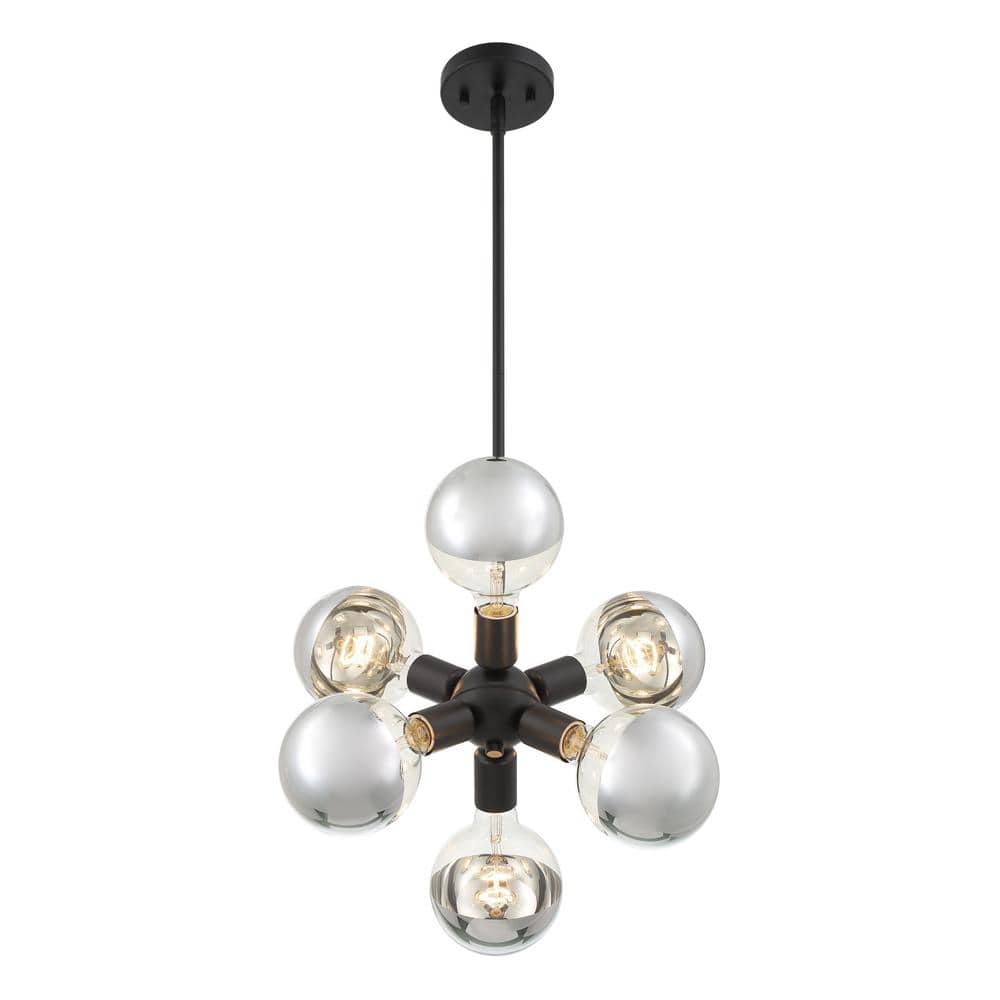 Gambit 6-Light 7'' Matte Black Mid-Century Modern Pendant