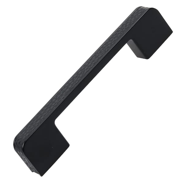 GlideRite 3-3/4 in. Center Matte Black Embossed Leather Strip Drawer Pulls (10-Pack)
