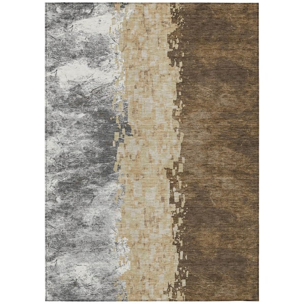 Chantille Machine Washable Indoor/Outdoor Abstract ACN3112 Chocolate 5 ft. x 7 ft. 6 in. Area Rug
