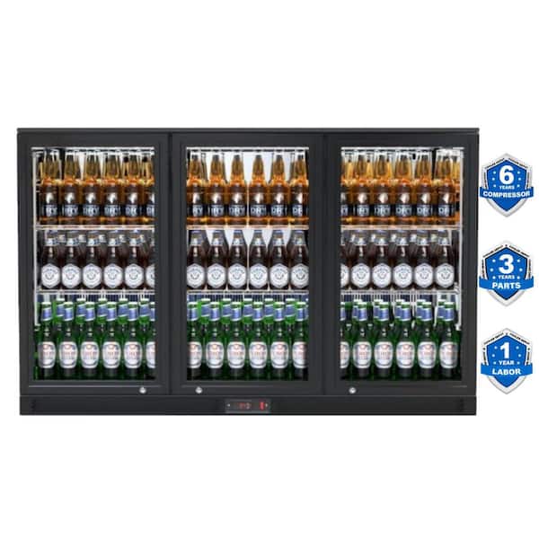 Cooler Depot 11 cu. ft. Glass Door Counter Height Back Bar Refrigerator with LED Interior Light in Black Coated Steel