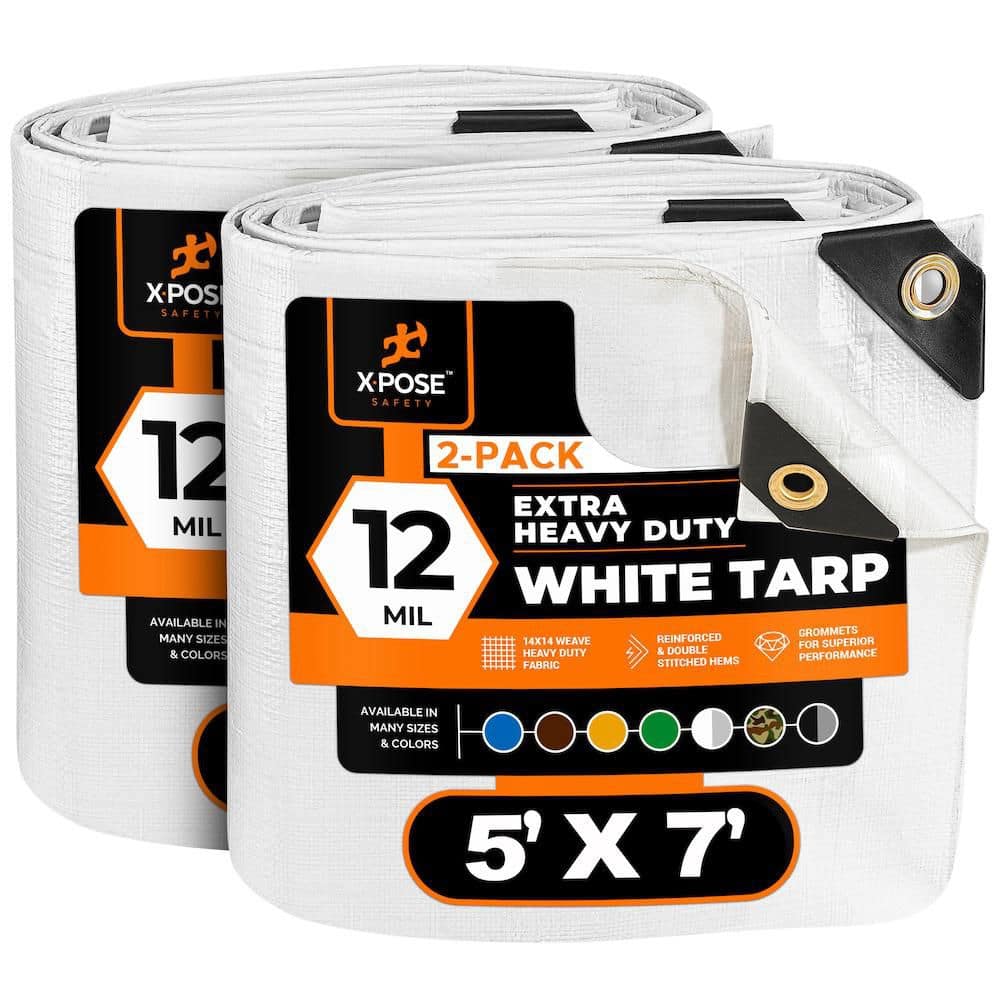 XPOSE SAFETY Heavy Duty White Poly Tarp 5 ft. x 7 ft XPOSE SAFETY Heavy Duty White Poly Tarp 5 ft. x 7 ft
