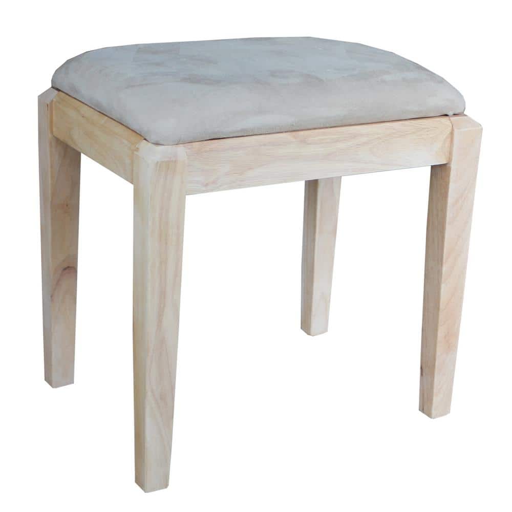 Elegant Unfinished Solid Wood Vanity Table with Microfiber Bench