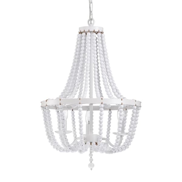 Warehouse of Tiffany Demi 16 in. 4-Light Indoor Gloss White Chandelier with Light Kit