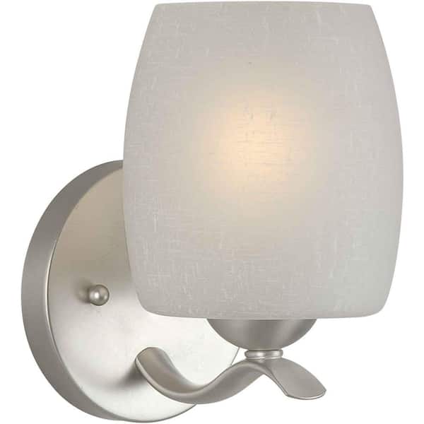 Forte Lighting Andrea 1-Light Brushed Nickel Bath Vanity Light with White Linen Glass