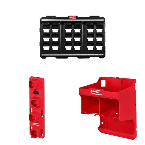 20 in. x 30.75 in. Black Wall Plate, PACKOUT M12 Battery Rack and PACKOUT Tool Station Combo