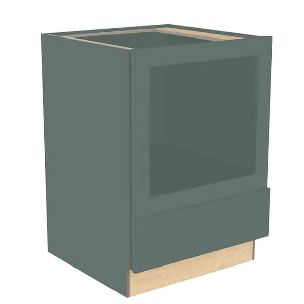 Home Decorators Collection Hargrove 24 in. W x 24 in. D x 34.5 in. H Assembled Plywood Microwave Base Kitchen Cabinet in Verdant Green w/ SoftClose