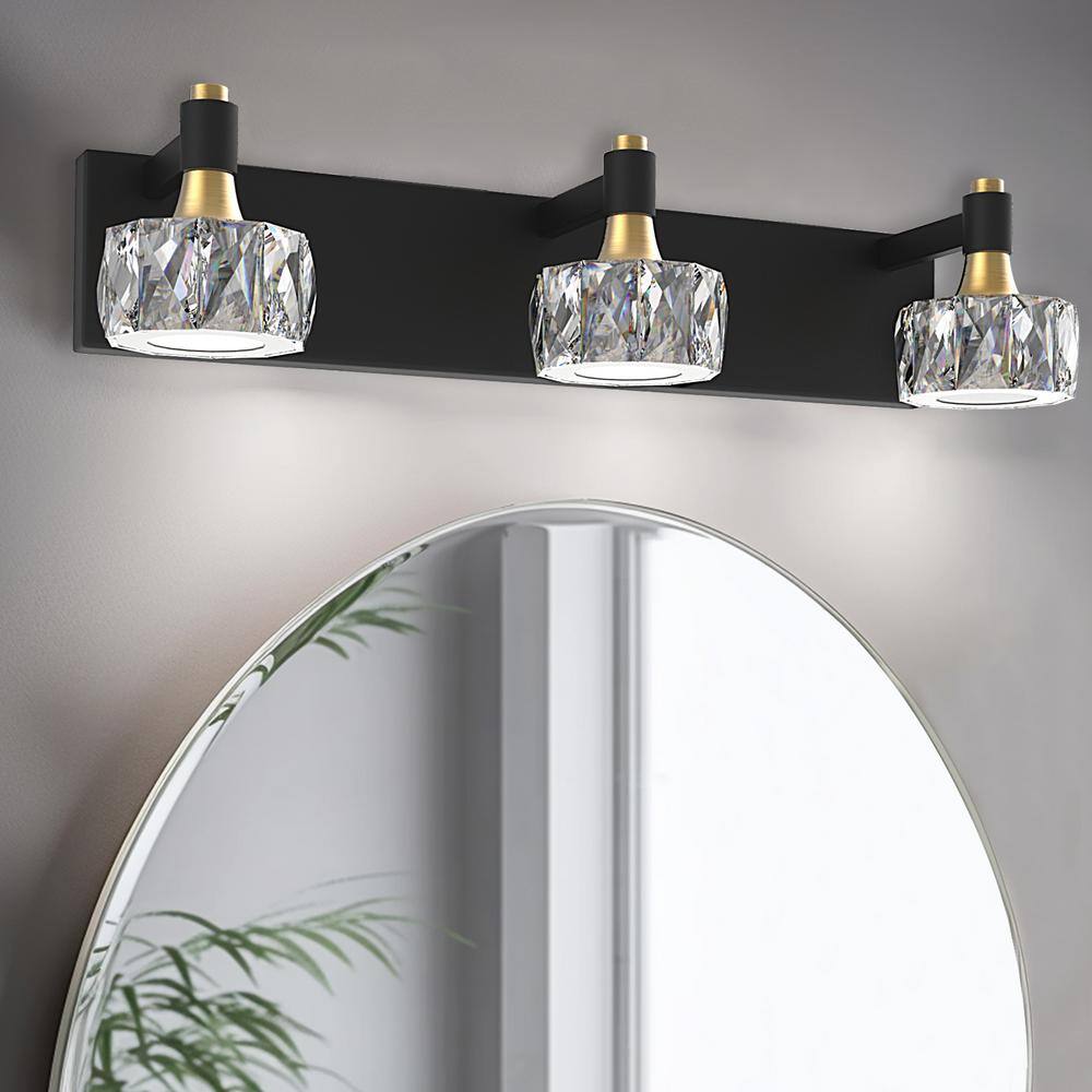 Cedar Hill 20 in. 3-Light Black Crystal LED Vanity Light 389230 - The ...